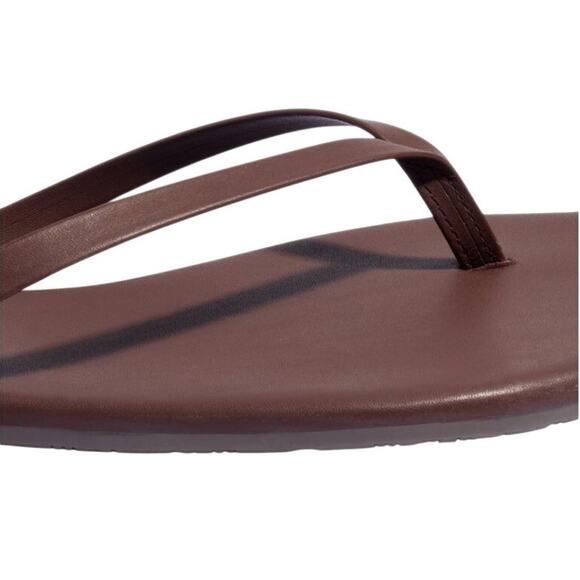 TKEES Womens Lily Square Toe Flip Flop Sandals US 5 B EU 36 Brown Leather NWOB - Picture 3 of 15